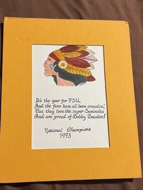 Vintage‎ FSU Seminoles 1993 National Champions Framed Art Plaque Florida state